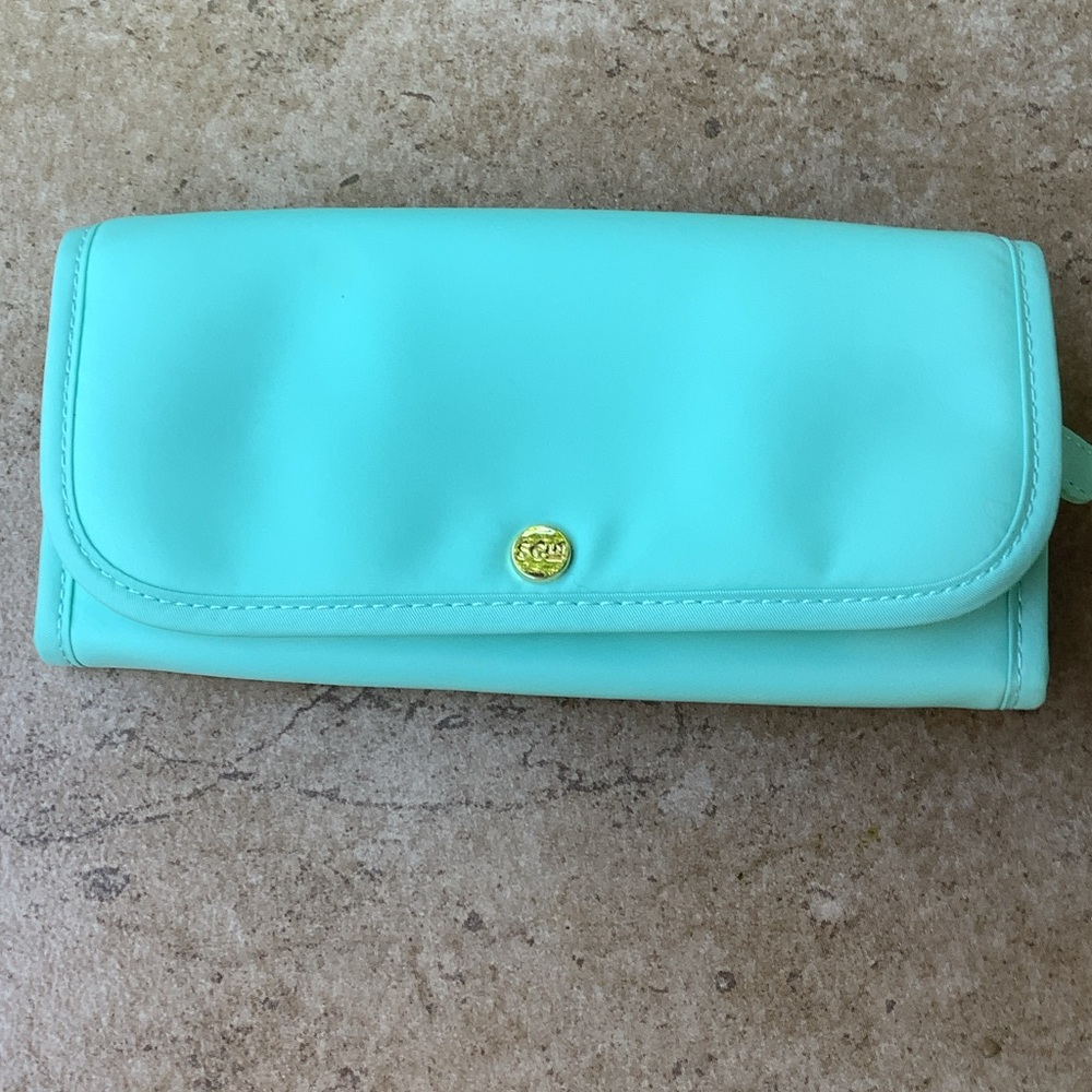 Stoney Clover Lane Mint Aqua Wallet with Gold Button